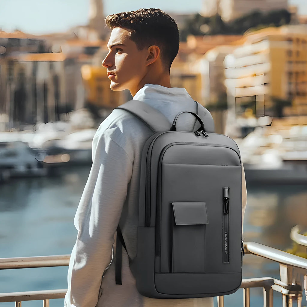 Lightweight men's Oxford cloth backpack in solid color for business commute and travel