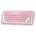 Pink Bluetooth wireless keyboard with 84 keys showing compact design