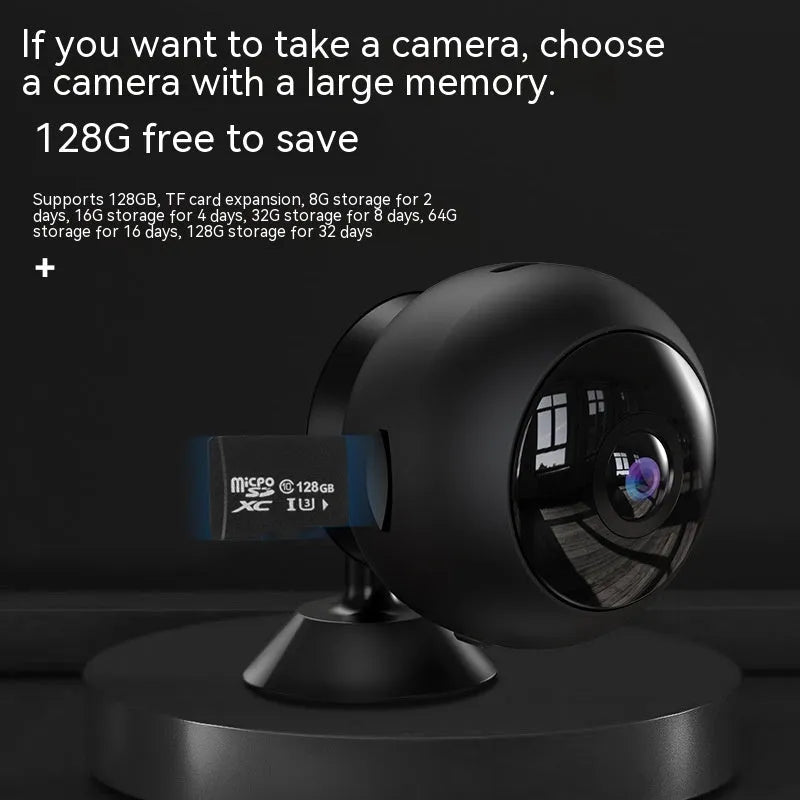 1080p wireless WiFi surveillance camera with ABS housing and USB cable for indoor security monitoring
