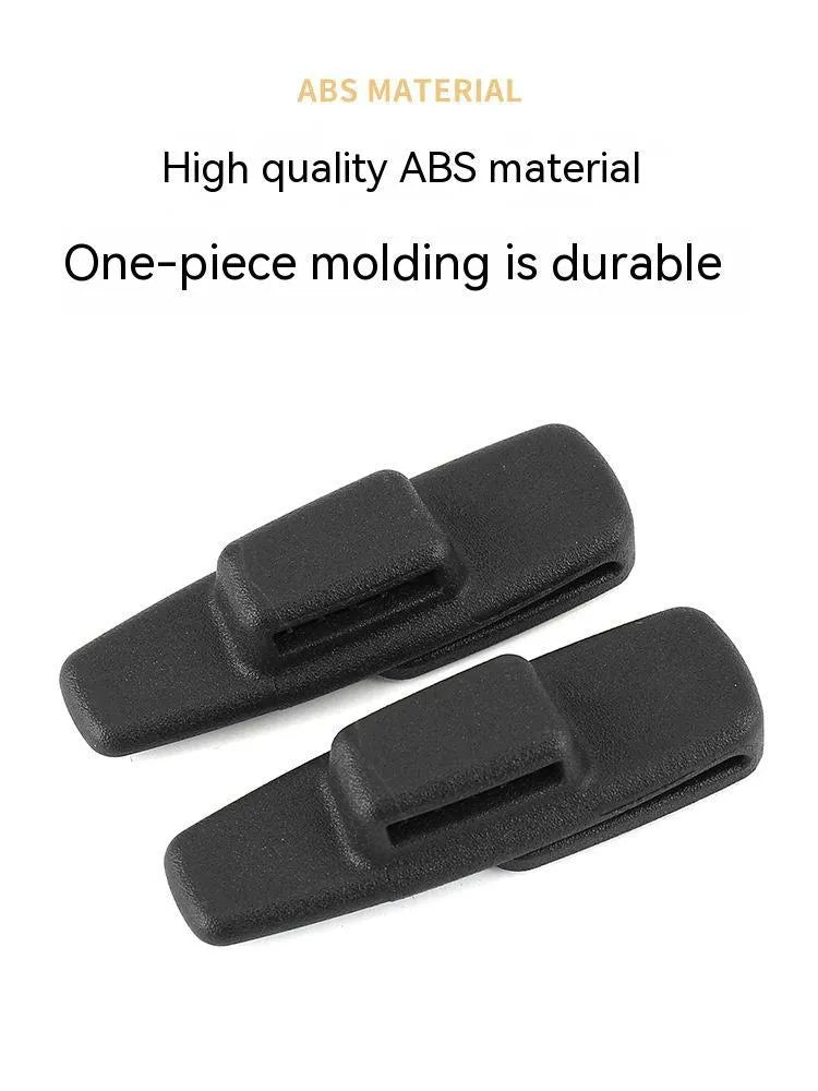 Black ABS plastic car seatbelt stopper clip pair for tension adjustment