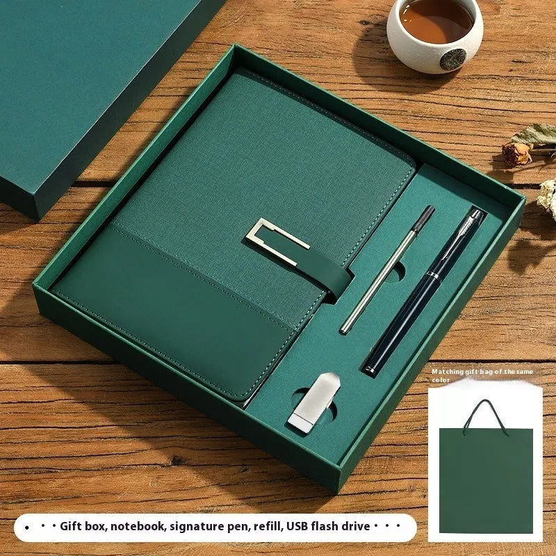Genuine leather A5 business notebook with wood-free paper pages in multiple colour options including brown, black, green, blue, and red