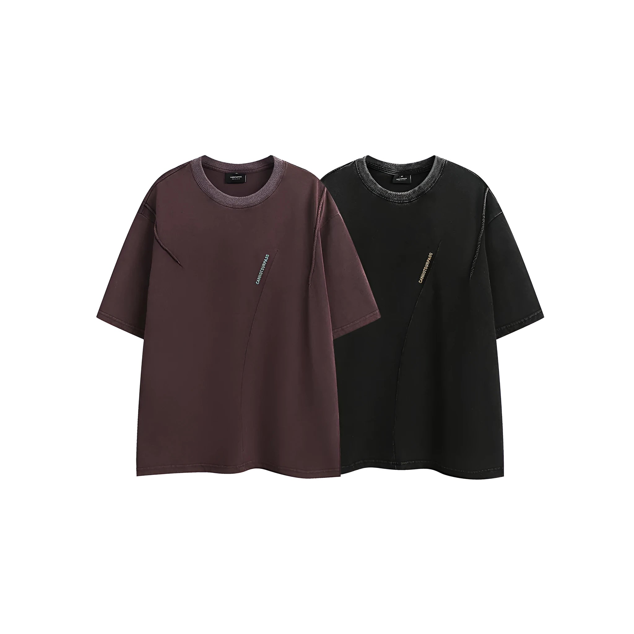 Men's loose fit black cotton T-shirt with embroidered design and washed vintage finish
