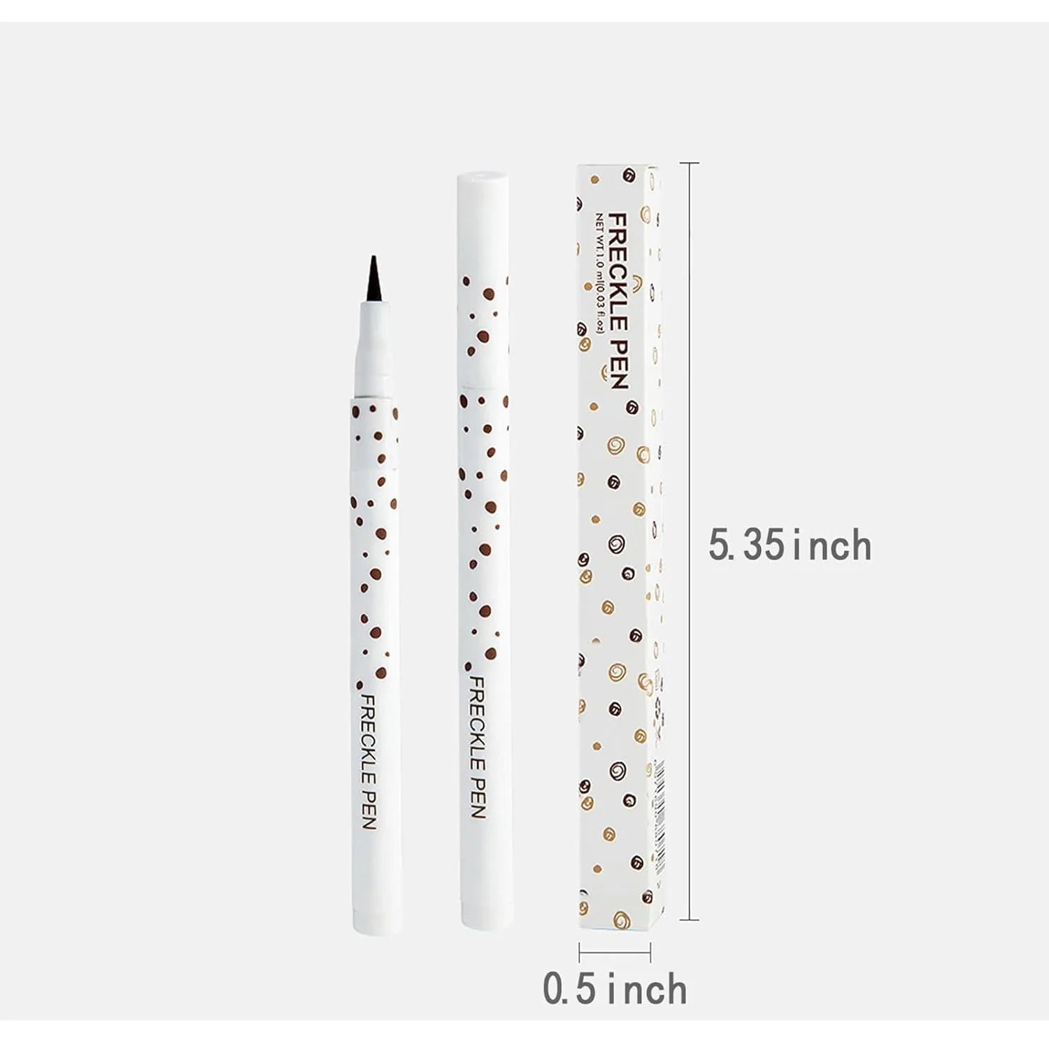 Dark brown waterproof freckle pen with precision tip for creating natural-looking freckles