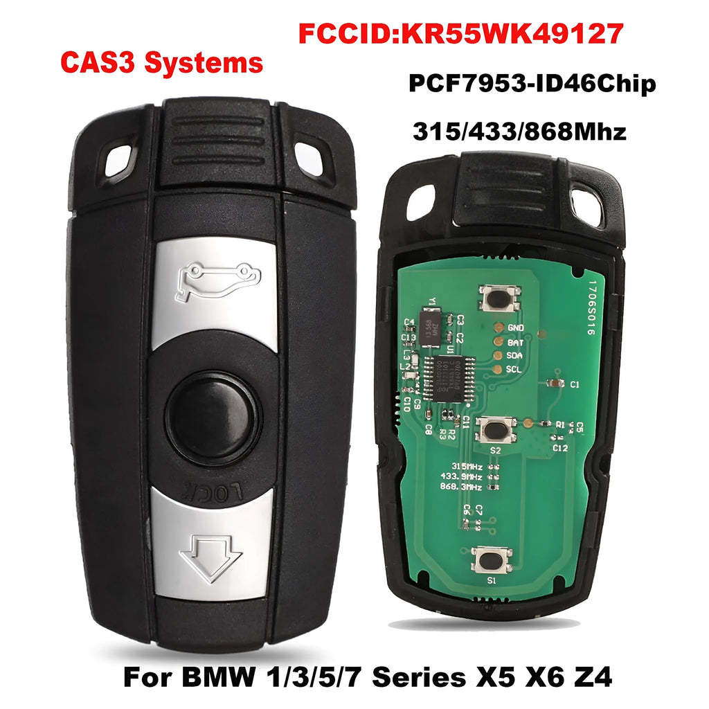 BMW semi-intelligent remote car key replacement set with three keys, model HU92.