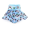 Washable polyester dog physiological pants in panda, ocean, avocado and daisy styles, sizes XS to XL