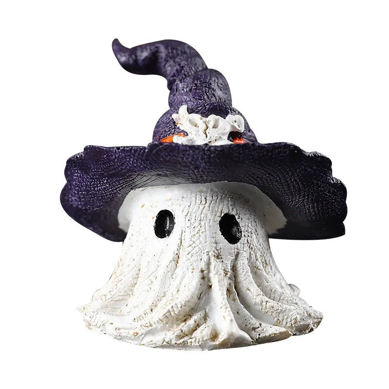 Resin wizard hat ghost ornament in purple or black colour for Halloween Christmas decoration
