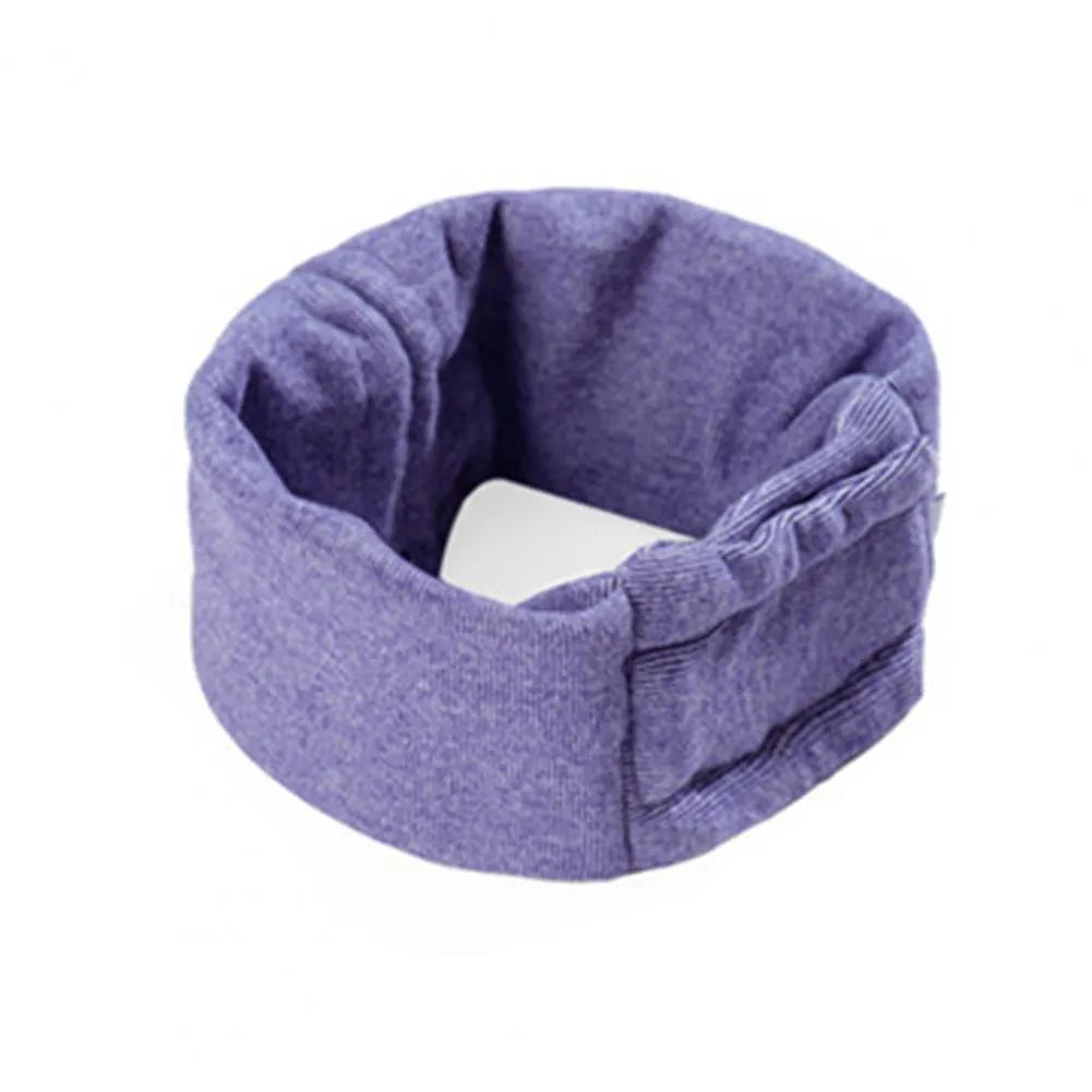 Black dog calming hoodie with ear covers on a pet, showing its multi-purpose use as a head warp and scarf.