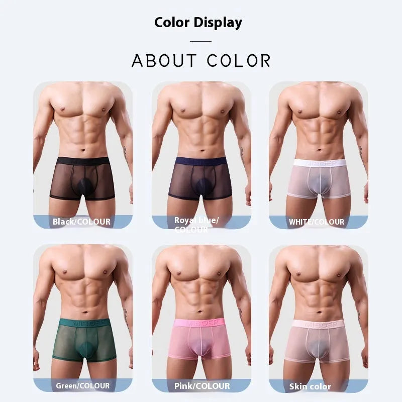 Men's thin breathable boxer shorts in solid colours with quick-drying polyester fabric
