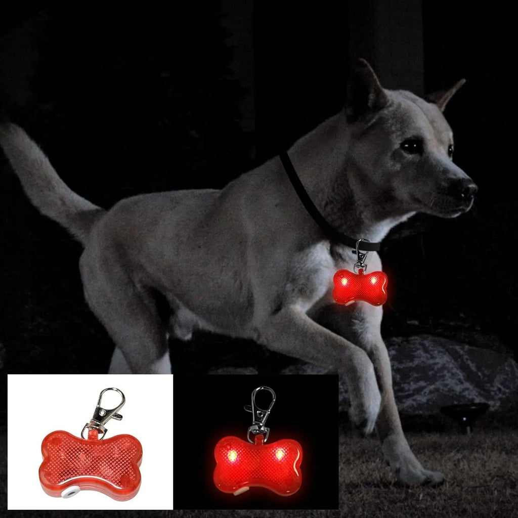 Small LED bone shaped pendant light for pets available in multiple colours with flashing modes