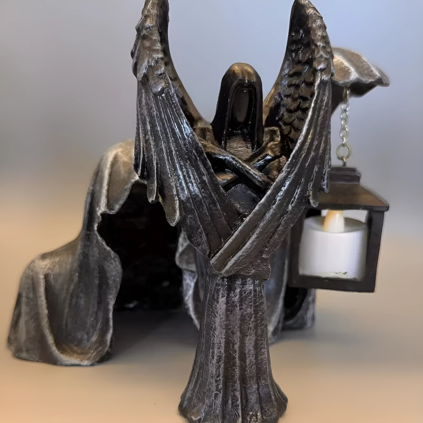 Dark angel resin craft ornament figurine measuring 17cm tall on display.