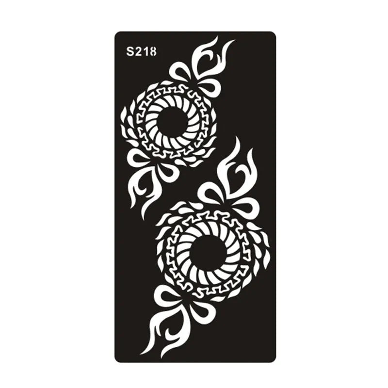 Geometric hollow tattoo template stickers on water transfer paper in multiple colours