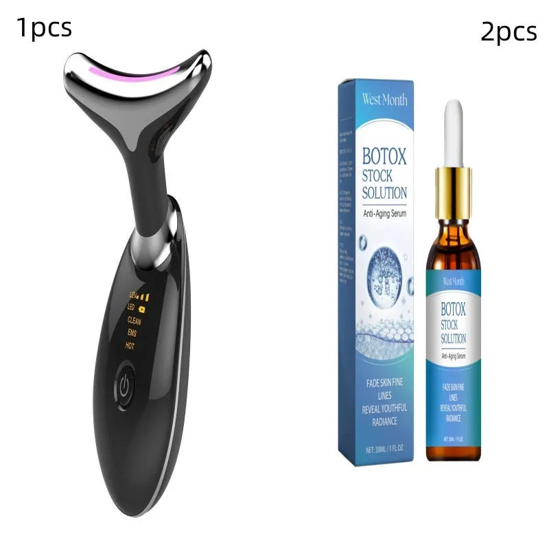 EMS thermal neck lifting massager device with LED lights for facial and skin care