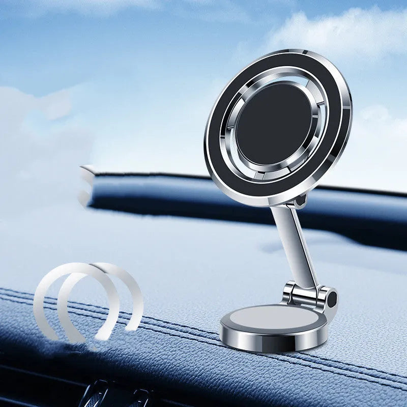 Magnetic car phone holder with 360-degree rotating bracket on centre console