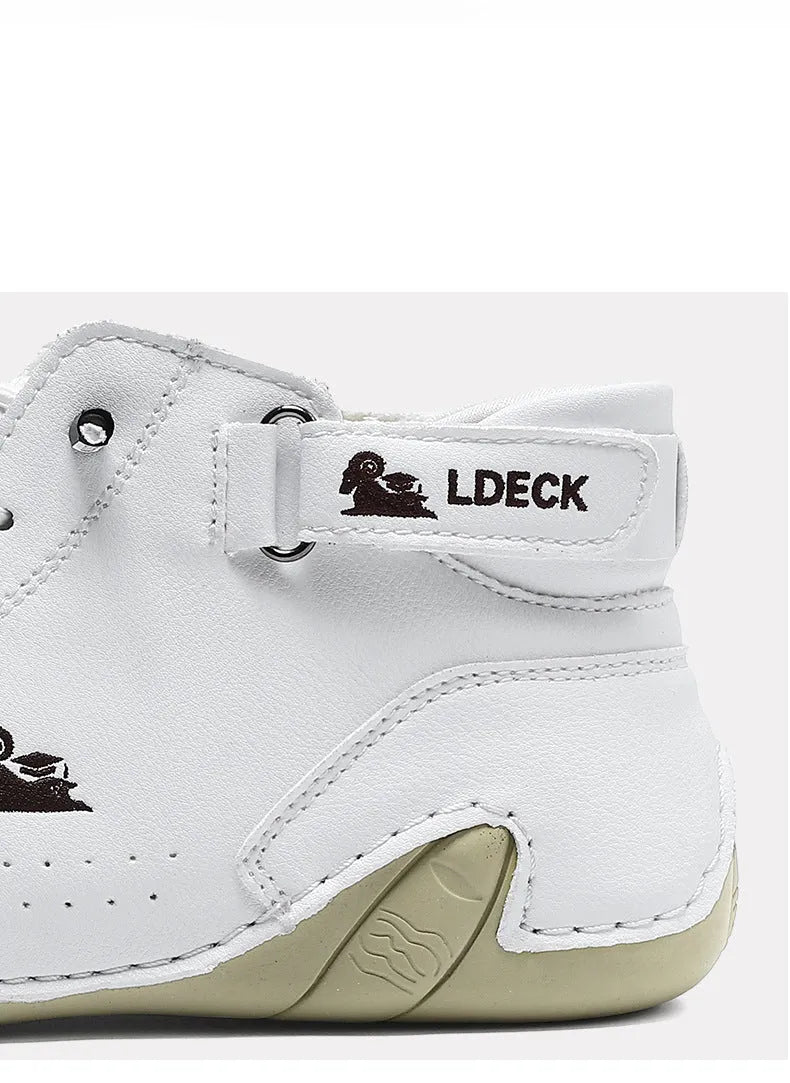 Men's khaki high-top boots with octopus-inspired frosted design and a non-slip rubber sole.