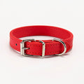 PU dog collar in S 1.0*30 and M 1.5*30 sizes, shown in Coffee, Sky blue, gold, green, and red colour options.