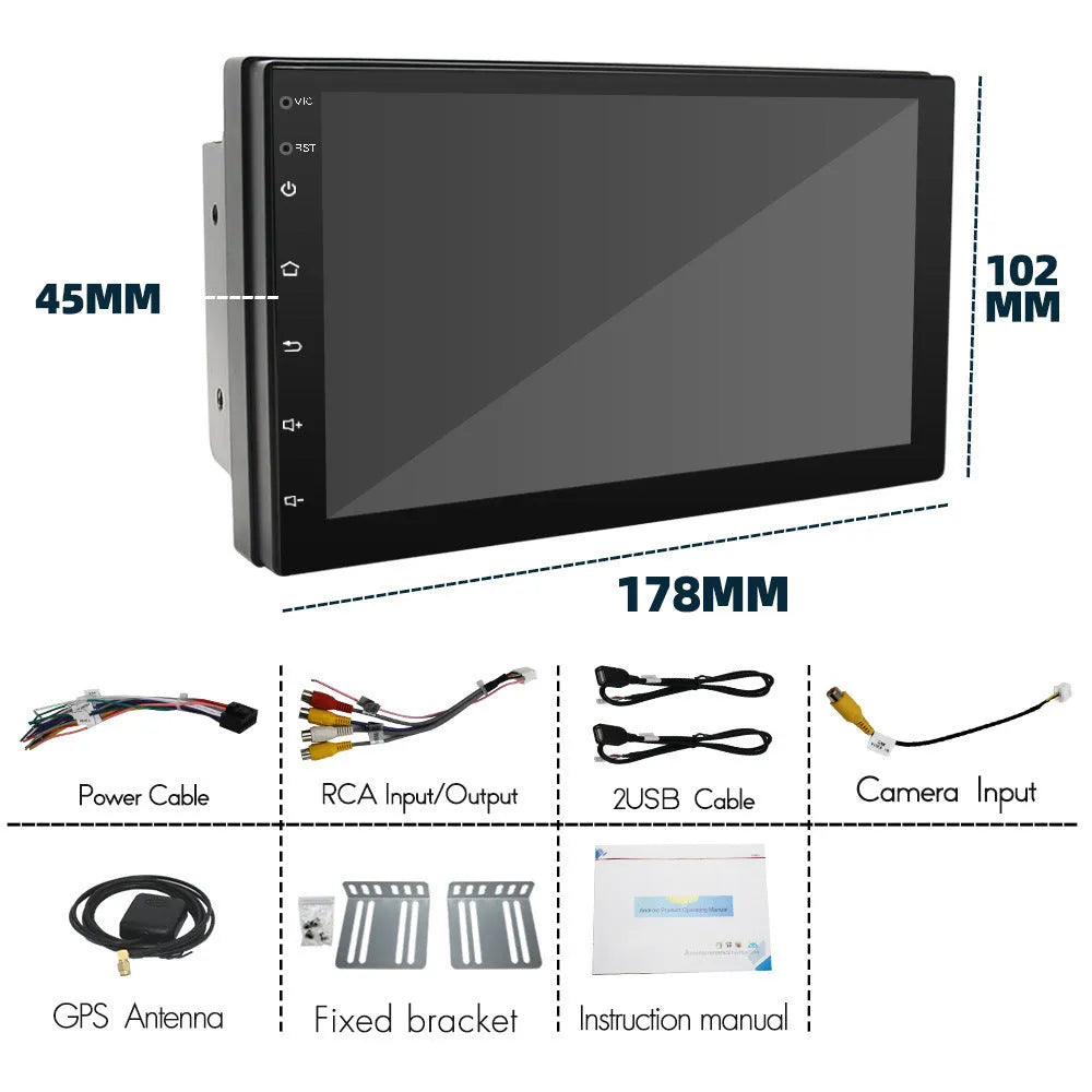 Black universal car navigation MP5 player with 7-inch screen and CarPlay GPS functionality