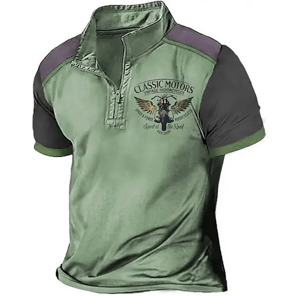 Men's loose fit golf polo shirt in solid colour with 3D printed design and extended sizing options