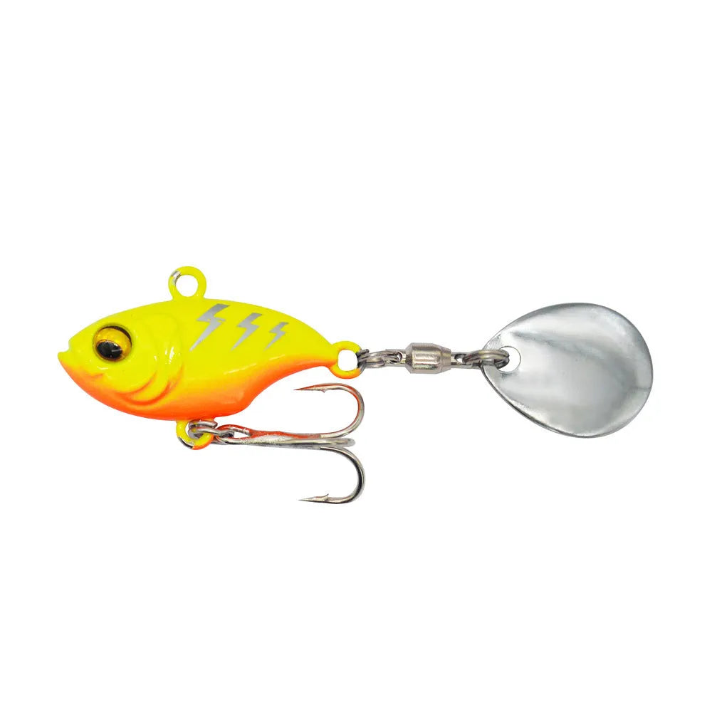 Metal sea fishing iron plate lure with rotating sequins in gold colour pattern