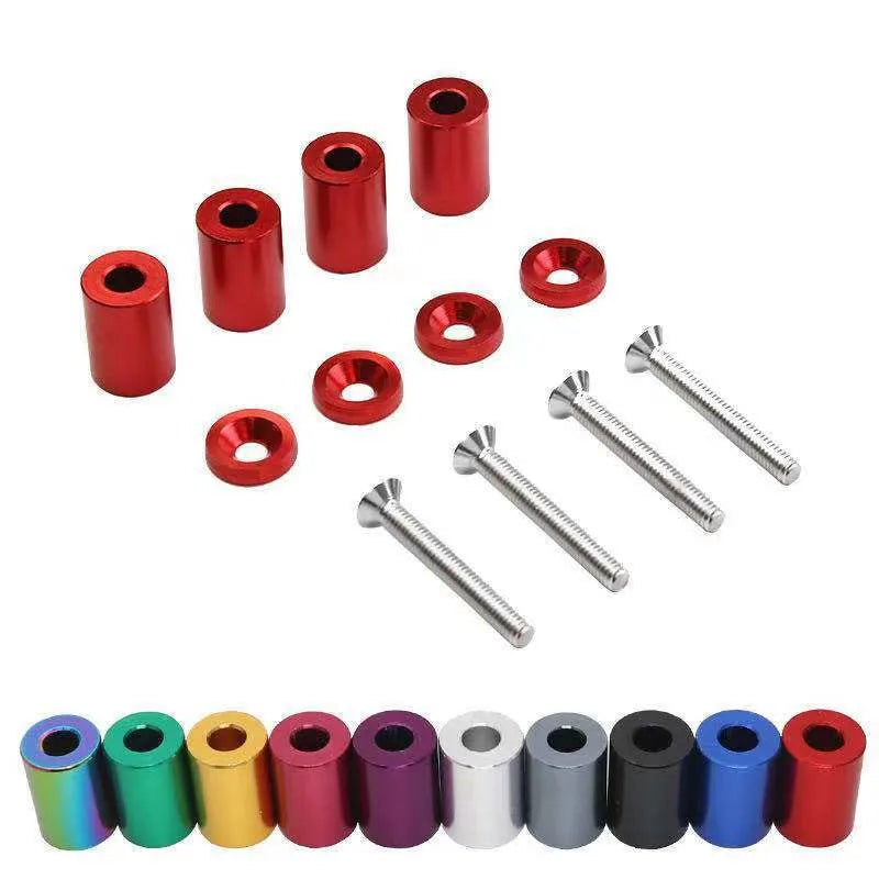 Aluminium machine cover pad height sheets with hardware in red, blue and black colours for car modifications
