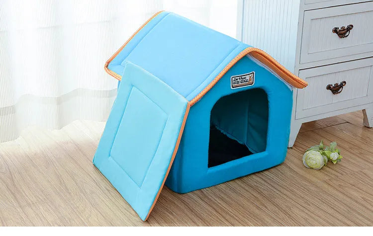 Folding dog bed in sponge and PP cotton cloth with non-slip moisture-proof base, sizes S M L