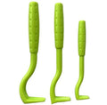 3 pack plastic pet tick removal clips in blue and green colours with hook design