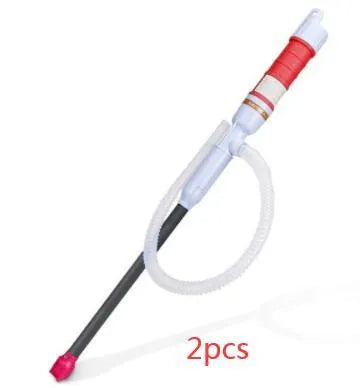 Blue manual hand-operated siphon pump for fuel oil gasoline liquid transfer