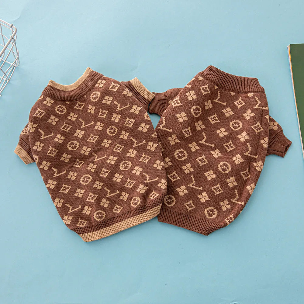 Thick wool dog sweater in autumn winter colours with European American styling