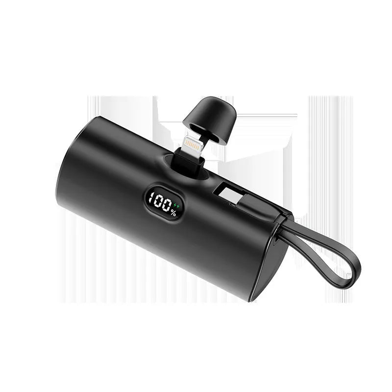 Wireless pocket power bank with digital display and built-in plug in multiple colours