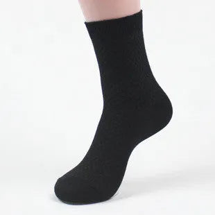 Men's bamboo fibre business socks showing small square pattern in five colour options