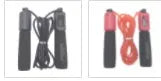 Adjustable length fitness skipping rope with sponge grip handles in multiple colour options