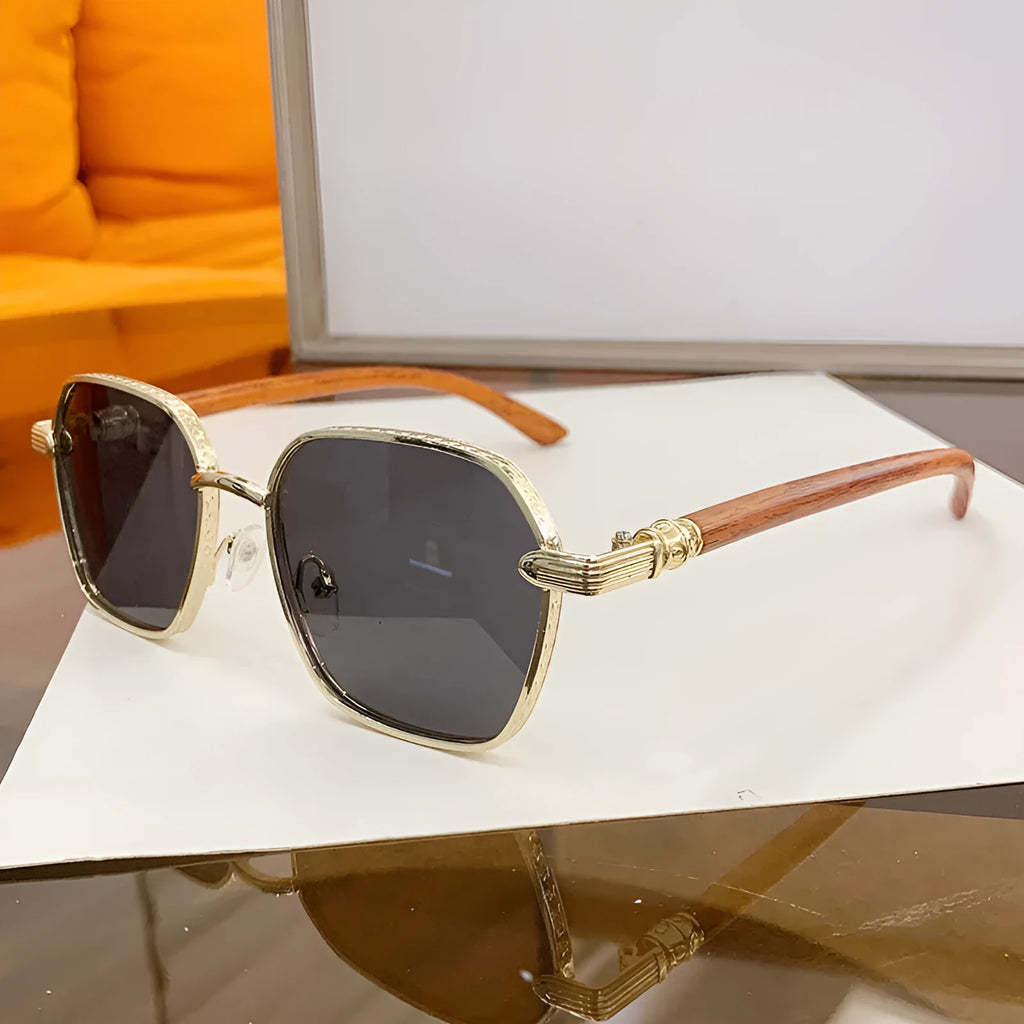 Women's frameless gold alloy frame glasses with multiple lens colour options