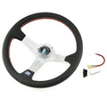14-inch leather steering wheel with middle concave design showing black skeleton colour option