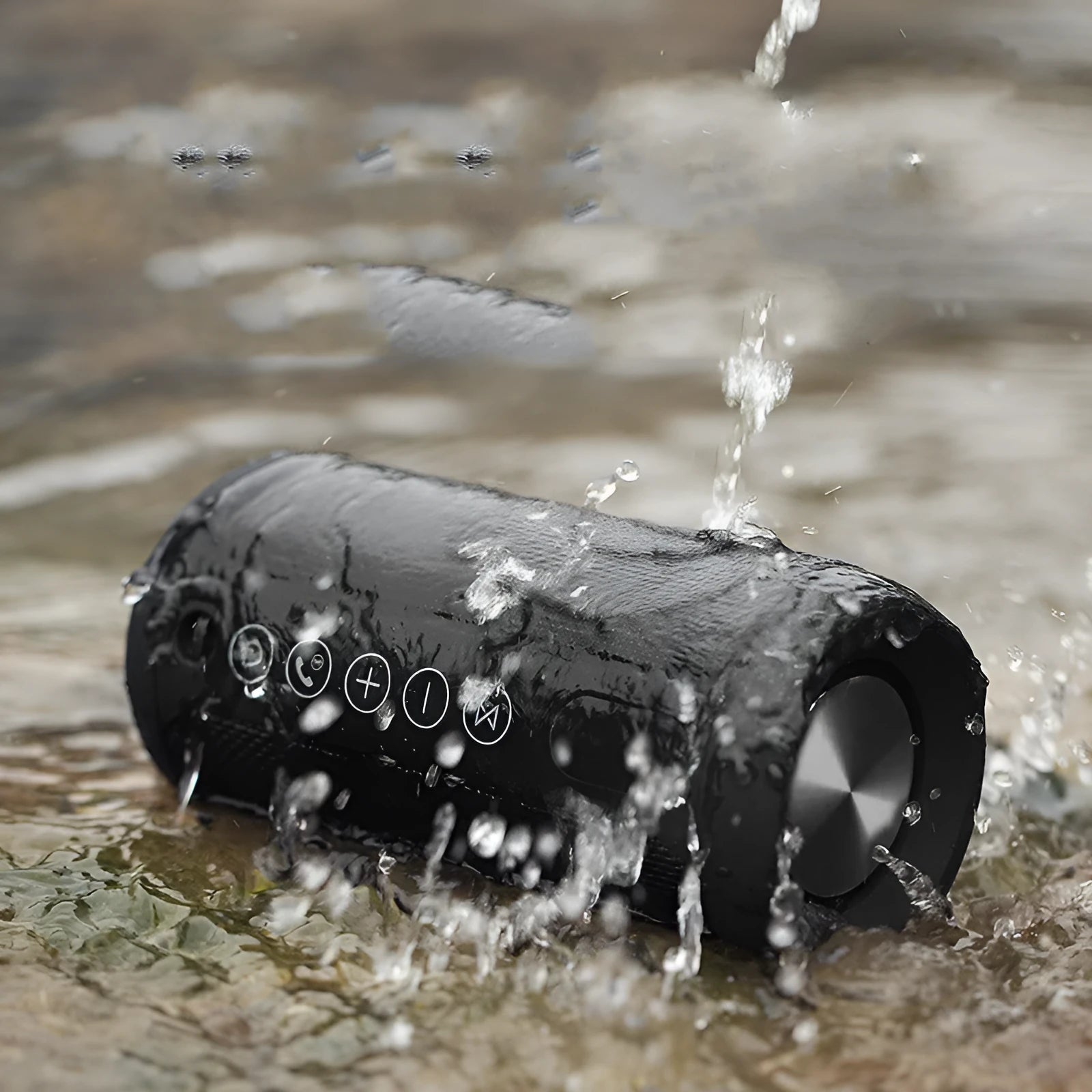 Outdoor waterproof portable Bluetooth speaker in four colour options with 20m range