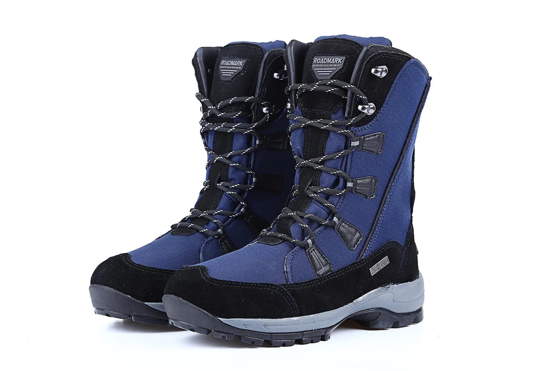 Women's mid-calf thermal snow boots in genuine leather with round toe and non-slip rubber sole