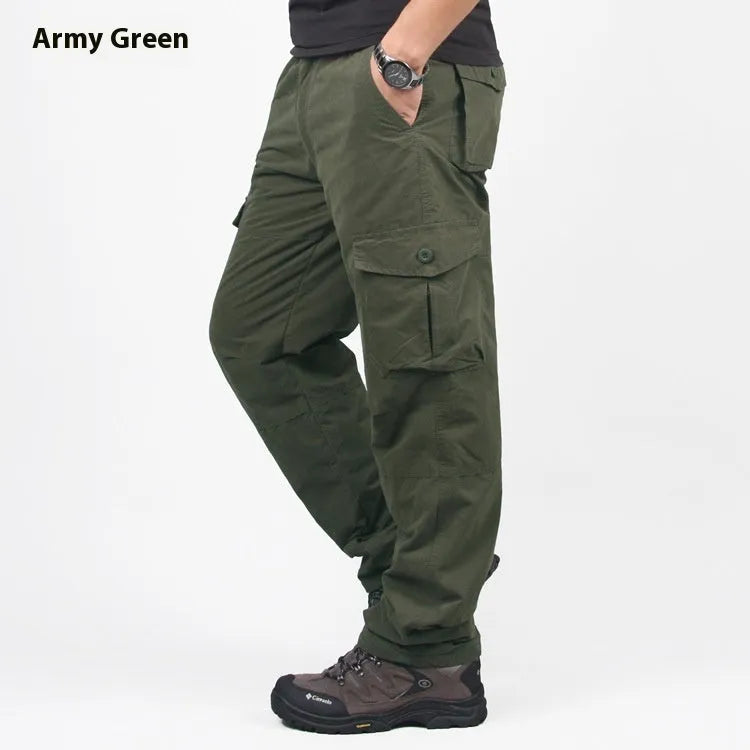 Men's stone wash cotton overalls with wool lining in loose straight leg fit