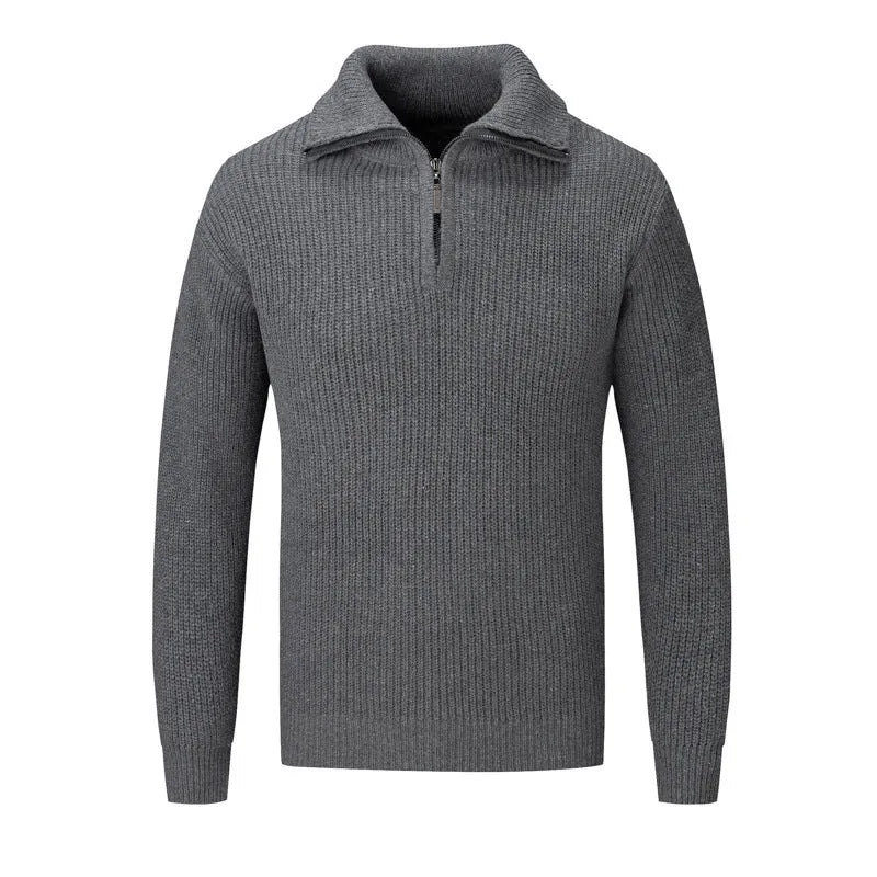 Men's solid colour slim fit pullover sweater for autumn and winter wear.