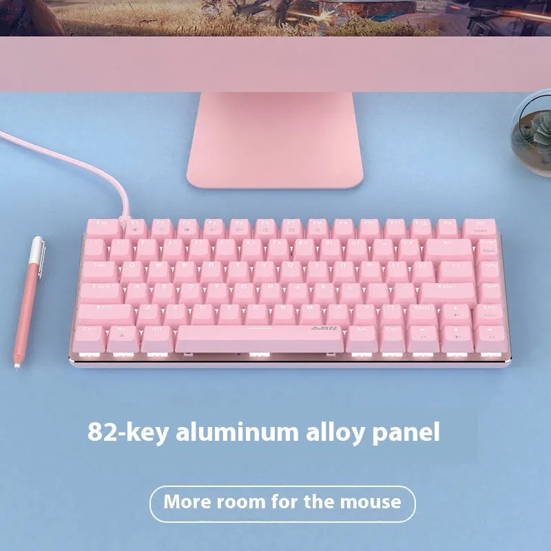 82-key mechanical gaming keyboard with white backlight and metal case