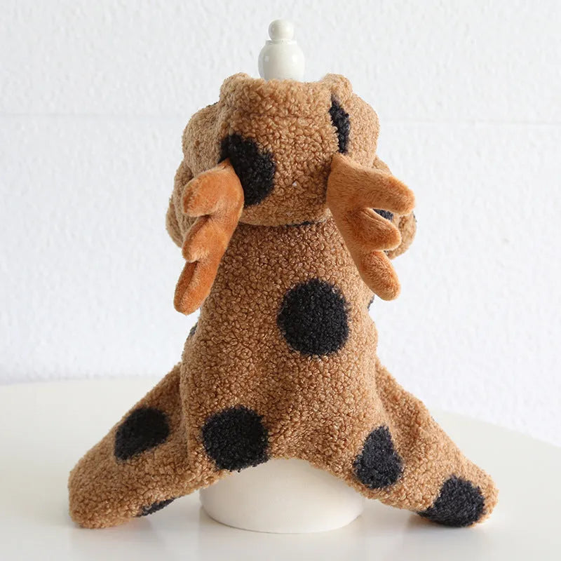 Pet clothing with big polka dot elk couple design for dogs and cats in casual cloth style