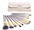 Persian makeup brush set with champagne handles and rice white bristles in 12, 18 or 24 piece options