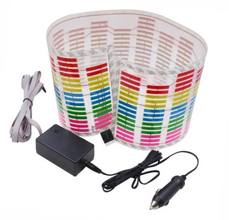 90x25cm car music voice control rhythm lamp with electroluminescent panel showing synchronised lighting patterns