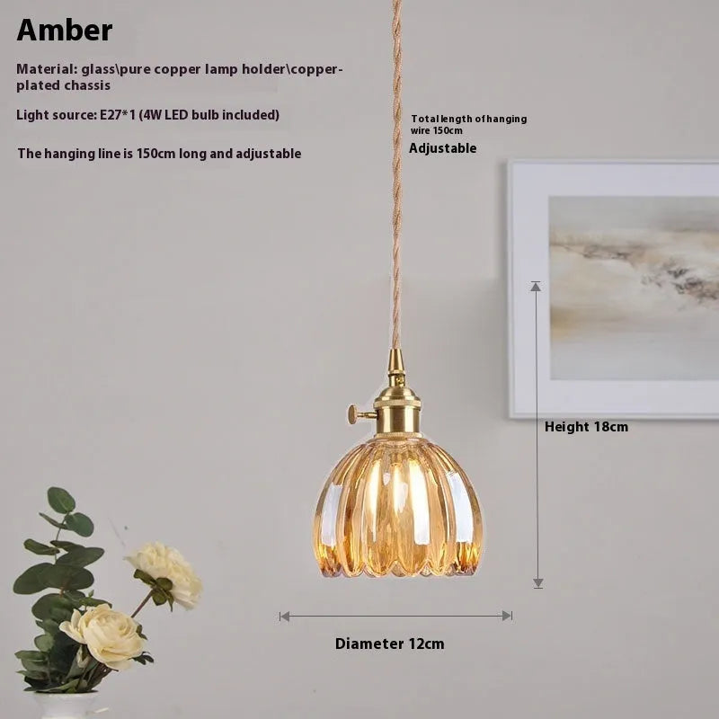Vintage glass flower chandelier in Nordic style for bedroom ceiling installation