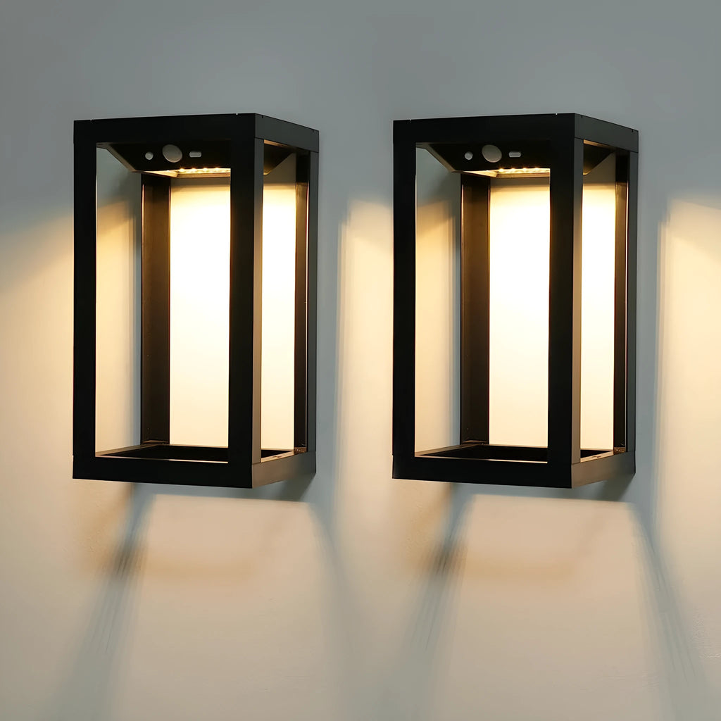 Modern solar outdoor wall lamp with IP65 waterproof rating for garden and courtyard lighting