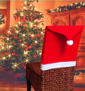 Christmas chair cover set showing Santa Claus, Snowman and Santa Hat designs for dining chairs
