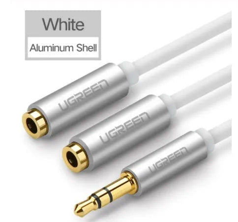 20cm headphone replacement cable with 3.5mm gold-plated connectors in black, grey or white colours