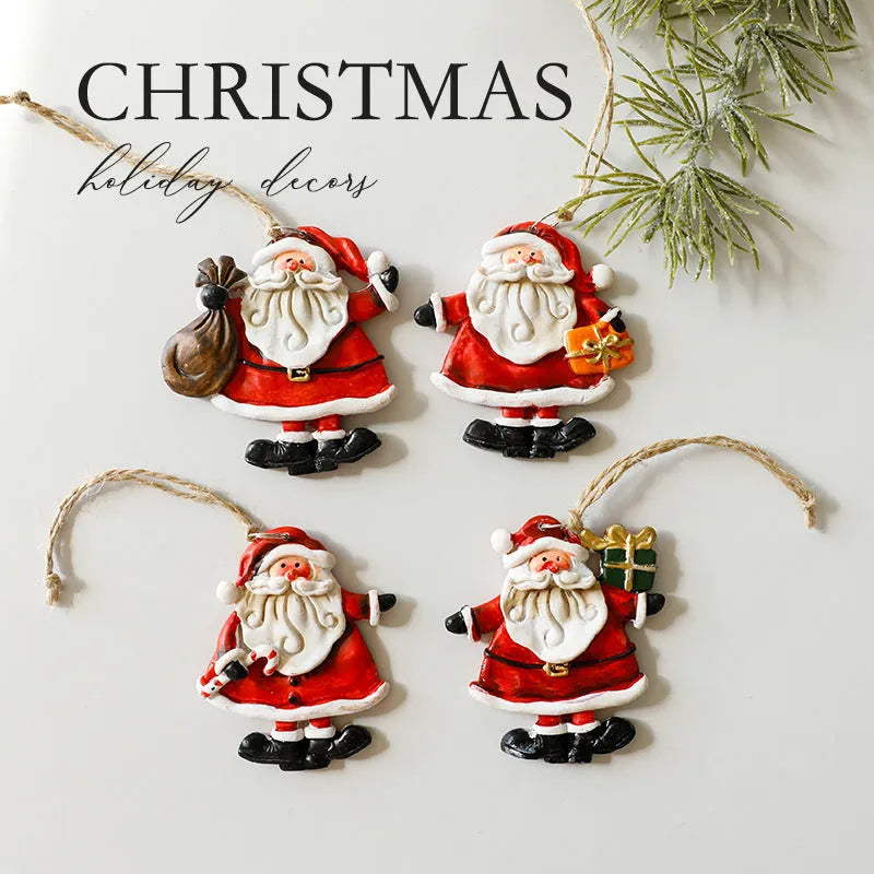 Resin Christmas pendant in snowman, gingerbread man, or elderly man style for festive hanging display