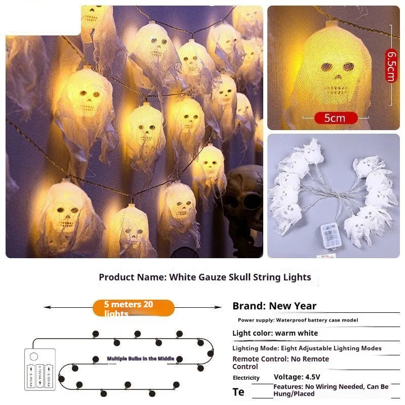 Halloween battery-powered coloured LED lights for indoor wall decoration in 1.5m or 2.5m lengths
