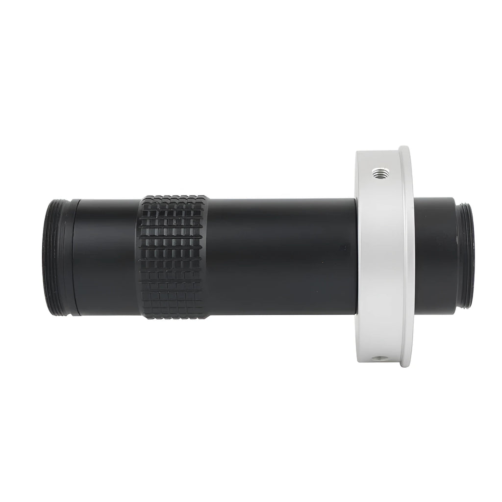 Black industrial camera microscope lens with 0.1-1.3X magnification and 130× digital enlargement