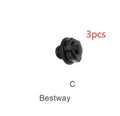 Set of three black rotating valve nozzle covers with labels A, B, C, D, Triple for inflatable products