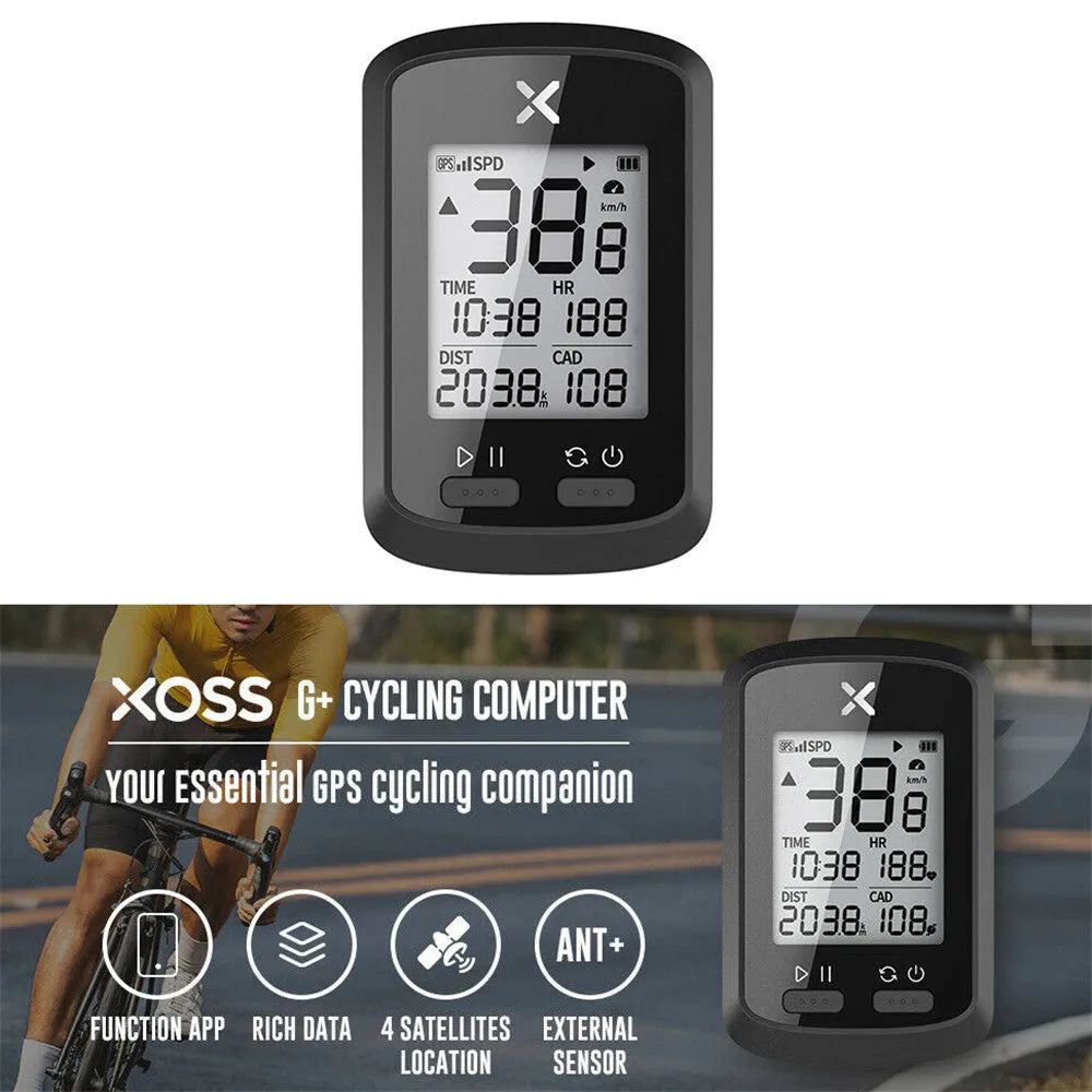 Black plastic waterproof bicycle stopwatch mounted on handlebars with digital display showing timing