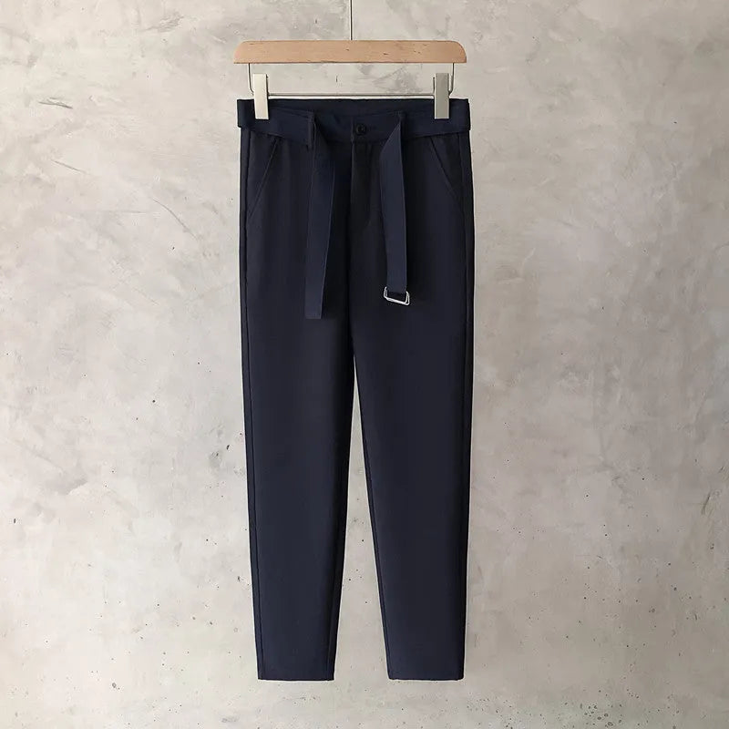 Boys slim straight trousers in wool blend fabric with tapered leg business casual design
